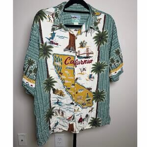 Reyn Spooner California Map Button Up Hawaiian Traditionals Short Sleeve